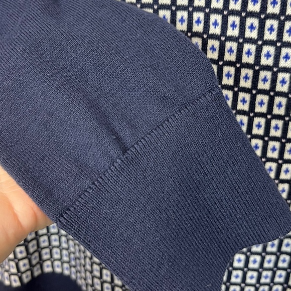 Lands' End Women's Cardigan Blue White Geometric Pattern L/T (14-16) 100% Supima - Picture 4 of 16